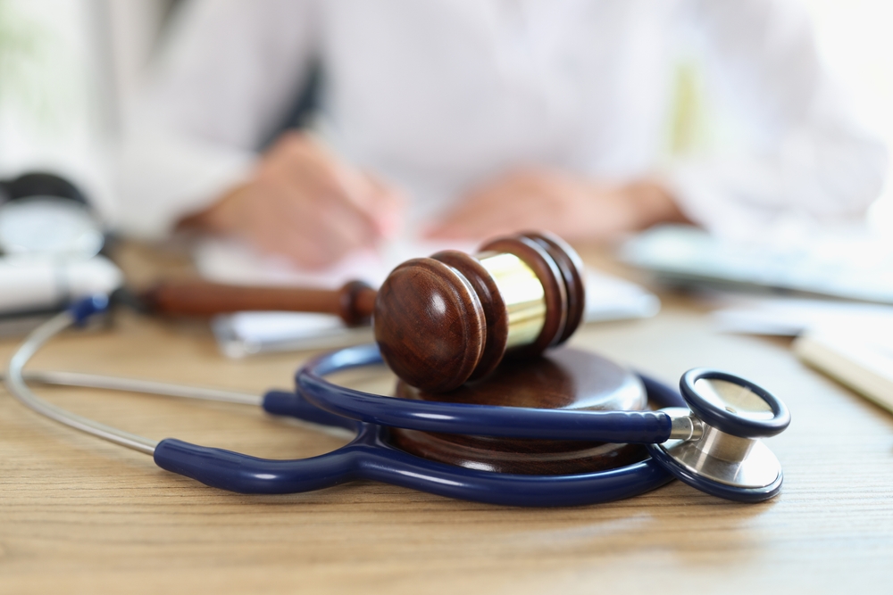 Gavel and stethoscope symbolizing personal injury law and medical claims