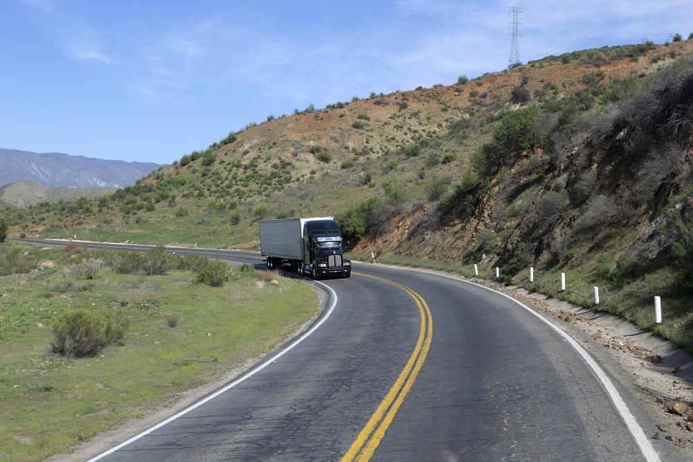 Commercial semi truck traveling on a Texas highway